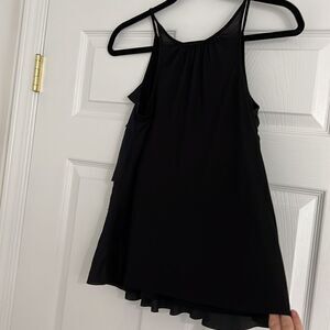 LOFT summer ruffle black sleeveless top Sz S